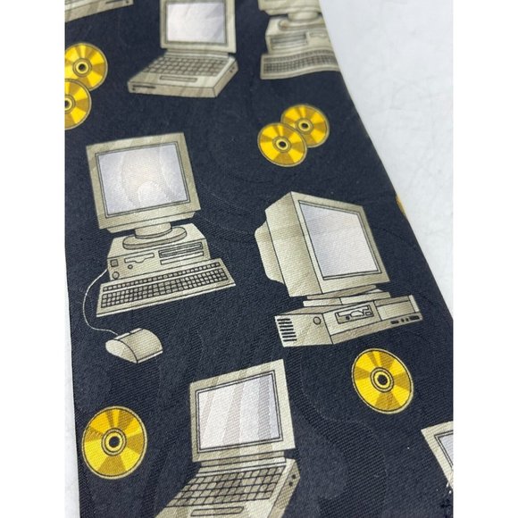 Steven Harris Desktop Computer CD Rom Tech Techy Geek Necktie Neck Tie 56" - Picture 4 of 10
